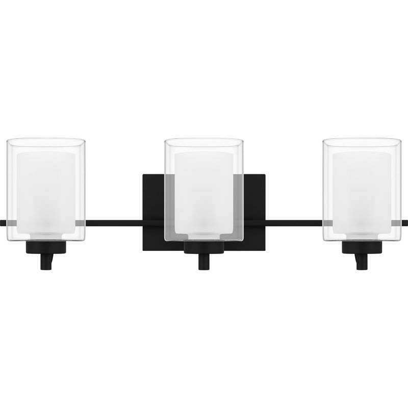 Matte Black 3-Light Vanity with Frosted Glass Shades