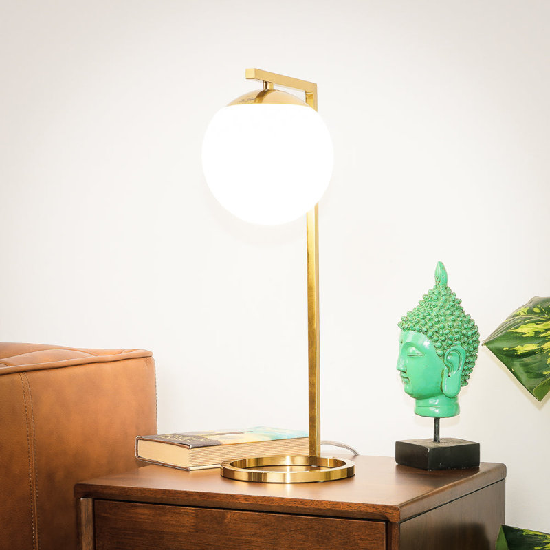 Lampe de table en velours opale blanc avec gradateur intégré