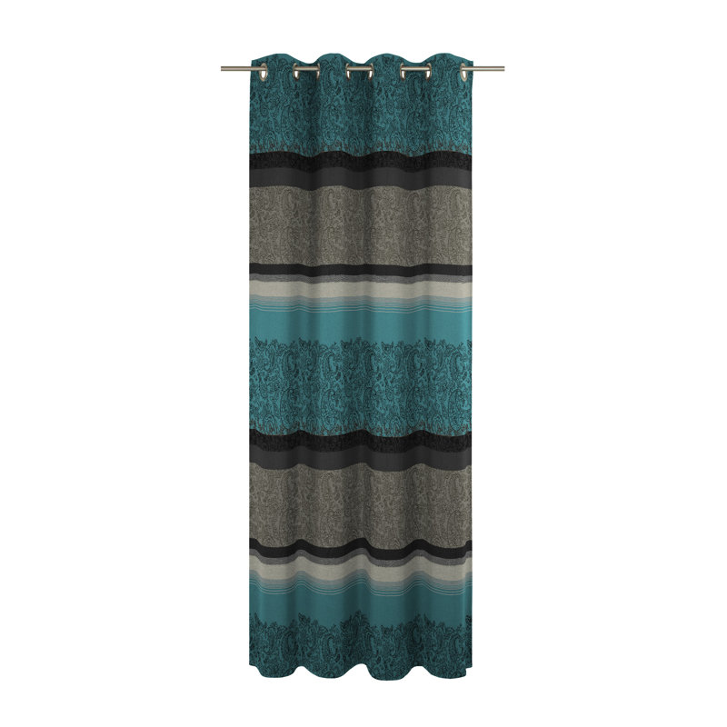 Goldsmith Room Darkening Curtain Single Panel, 132cm Width x 225cm Drop, Blue/Gray