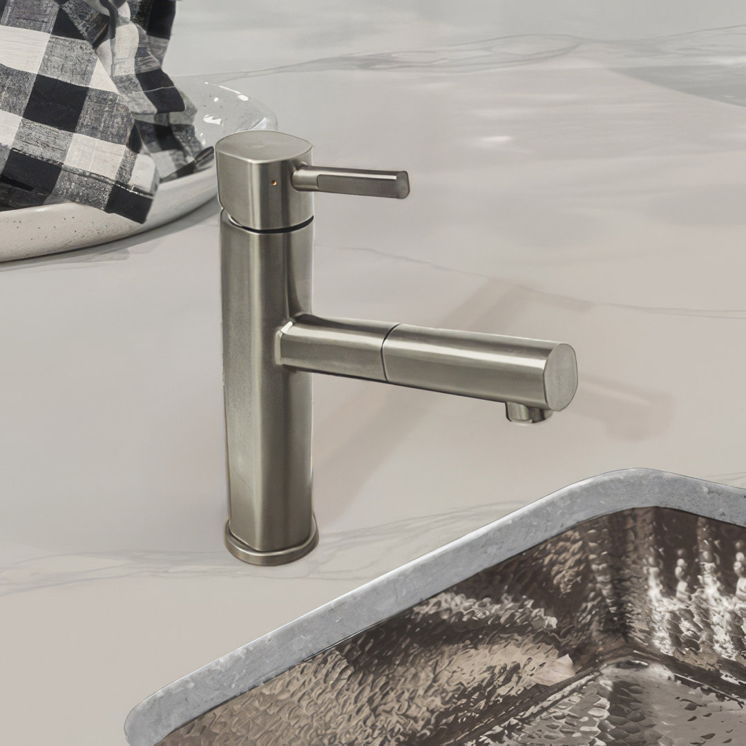 Whitehaus Stainless Steel Single Lever Kitchen Faucet with Pull-Out Head & Stream Mode Whitehaus Collection 