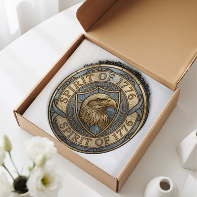 Panneau de fenêtre en verre pour décoration intérieure Eagle Shield USA 250th Anniversary - H 12 po