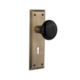 New York Plate with Decorative Keyhole and Black Porcelain Door Knob