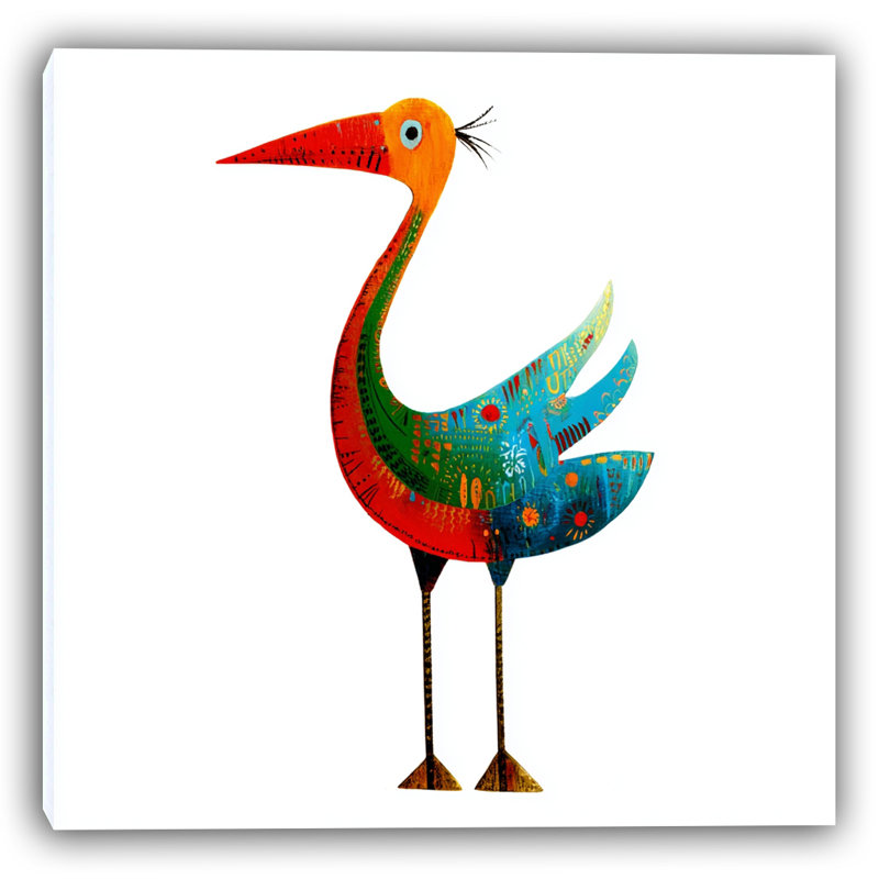 Bird with Feathers Wrapped Canvas Wall Art
