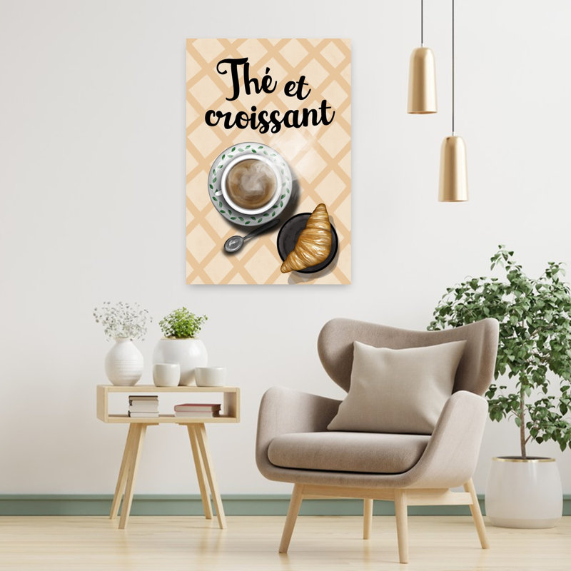 «French Tea Croissant», art mural, H 36 po x l 24 po