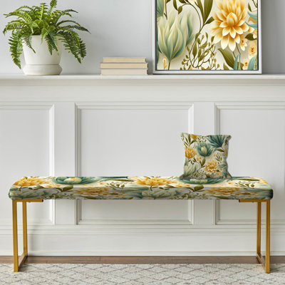 Banc rembourré à motif floral II