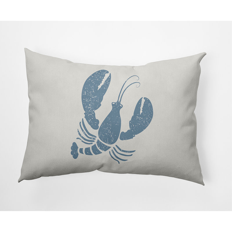 Lobster Coastal Pillow Cover & Insert, 14" x 20", Dusty Smoke/White