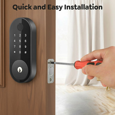 Verrou à empreinte digitale intelligent avec clavier - Verrou d'entrée sans clé pour la maison, appartement, bureau, Airbnb et location, accès aux applications et aux codes, verrouillage automatique, installation facile à faire soi-même