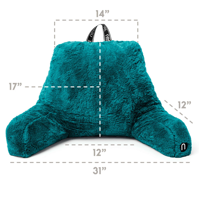 Faux Fur Reading Backrest Pillow, Teal