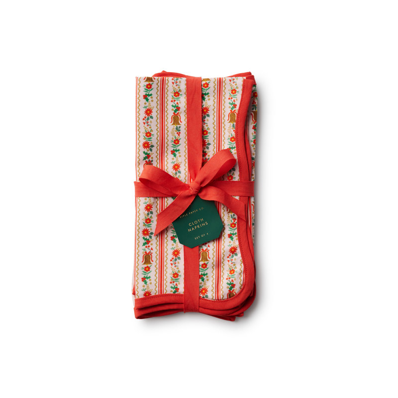 Ensemble de 4 serviettes en coton Holly Jolly