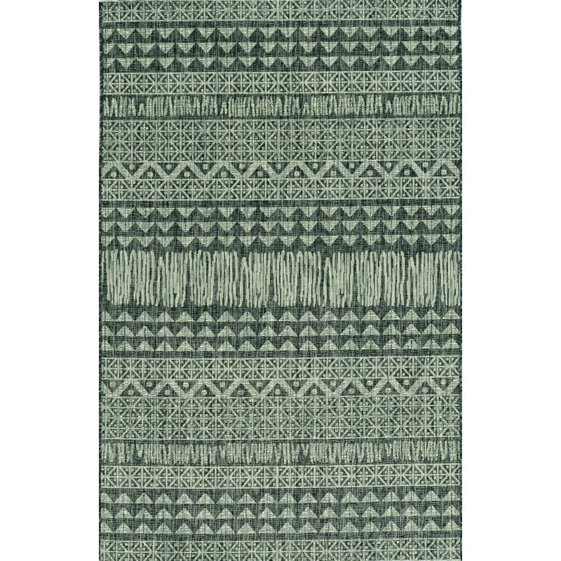 Tapis gris anthracite tissé à la machine 5 pi 3 po x 7 pi 7 po Baro