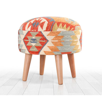Stylish Pouffe with Beech Wood Legs, 18.1 x 16.5 x 18.1 inches | 50% Cotton / 50% Linen Fabric, 35 HR Orthopedic Soft Sponge, Thickness: 2.4 inches | Perfect for Living Room, Bedroom & Relaxation Spaces, Chic & Comfortable Design
