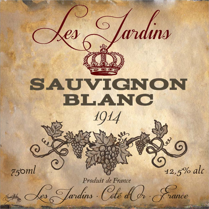 «Wine Label VI» par Elizabeth Medley, art mural encadré