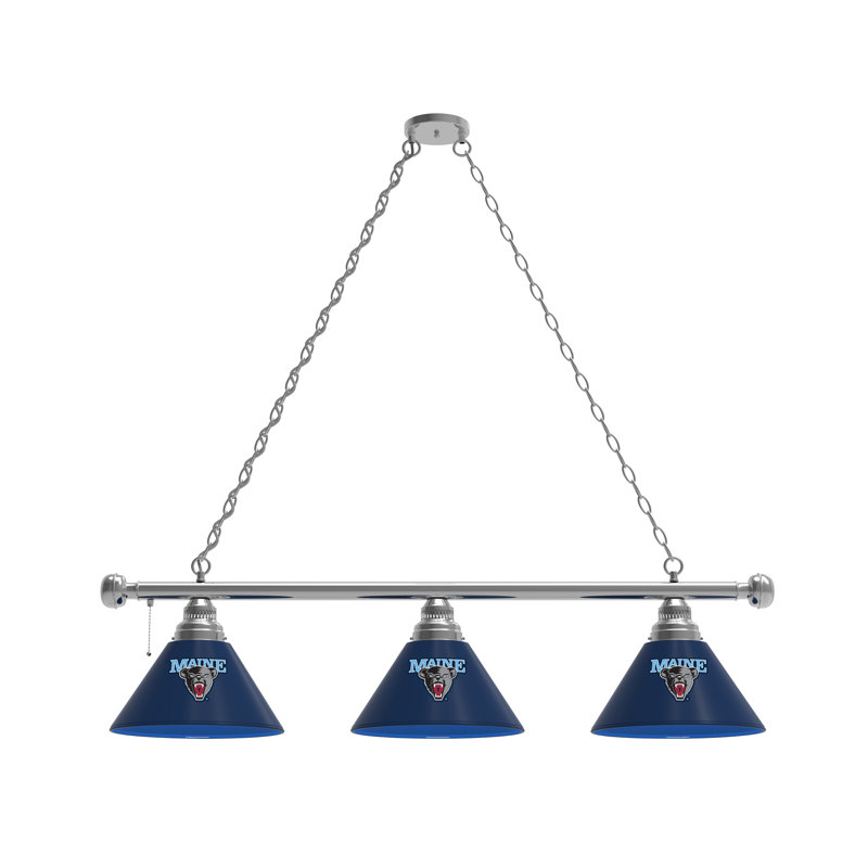 3 - Light Pool Table Lights Pendant, Chrome, Maine Black Bears