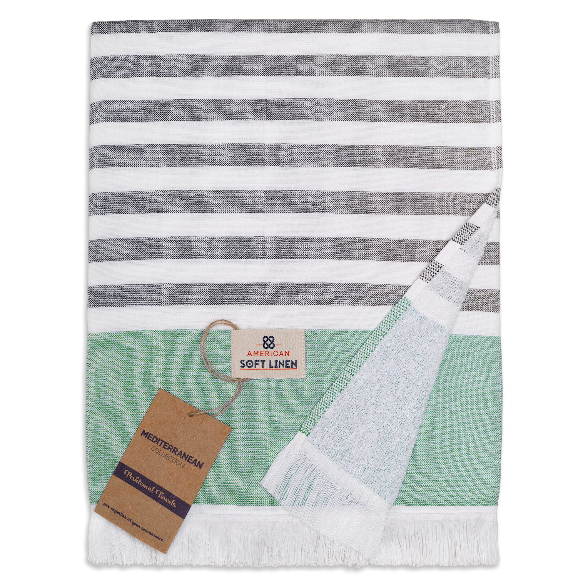 100% OEKO-TEX Certified Turkish Beach Towel Peshtemal, Soft