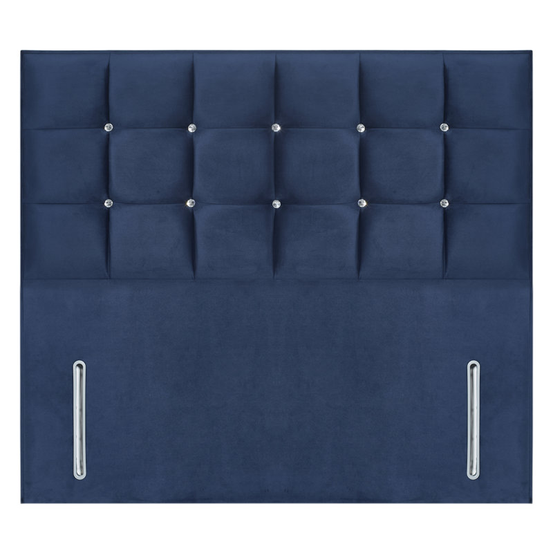 Glamour Upholstered Headboard, Plush Navy, Double (4'6'), Velvet