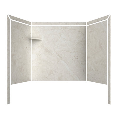FlexStone Elite 60"W x 32"D x 60"H Alcove Bathtub Surround in Botticino Cream
