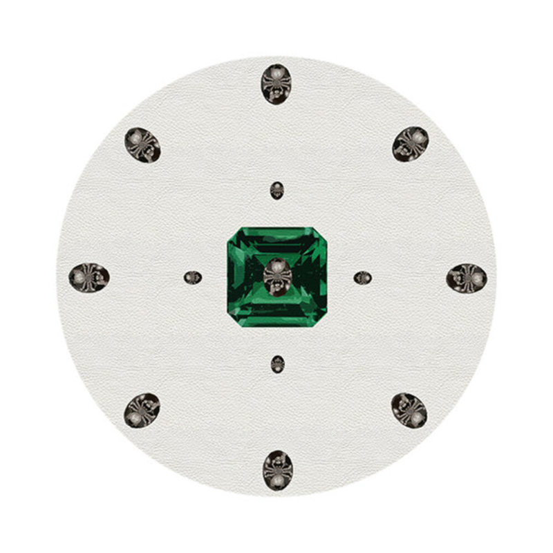 Asscher Purple Rain Vegan Leather Round Coasters, White