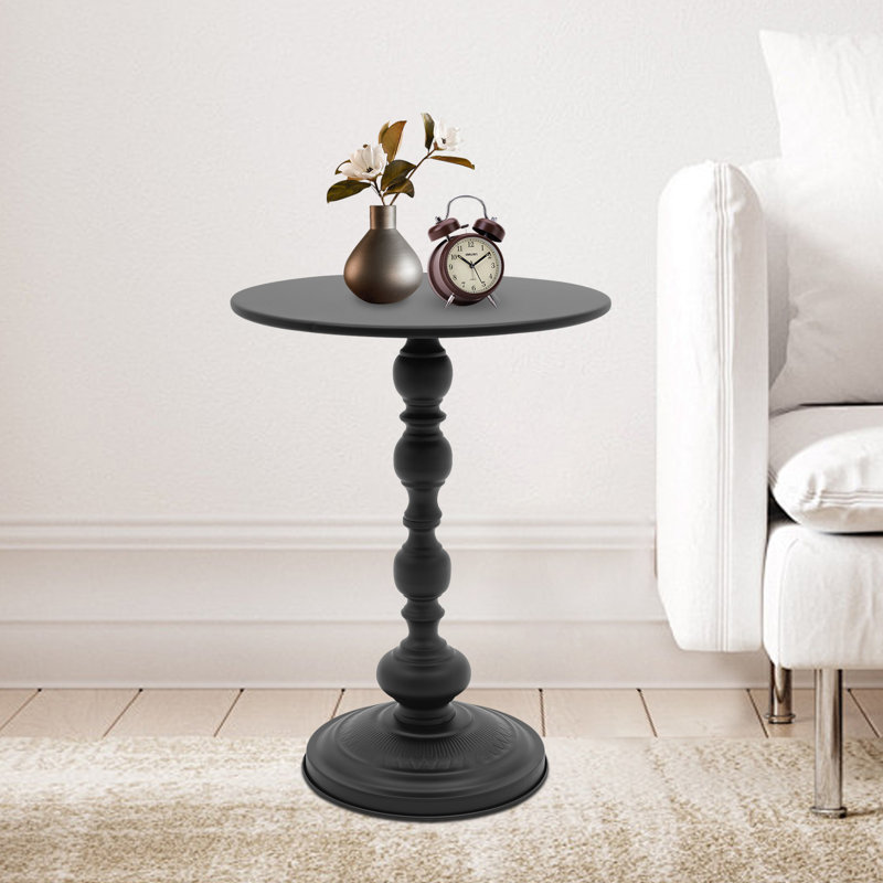15.7'' W Metal End Table, Black