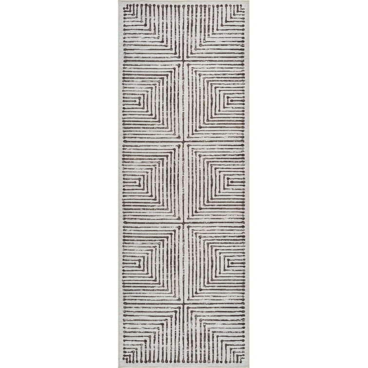  Washable Non-Slip Rug - Brown Striped Area Rug for Living Room, Bedroom, Dining Room, and Kitchen