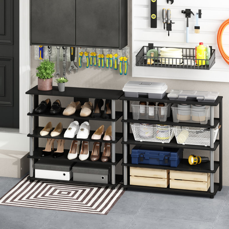 12 Pair Shoe Rack, Americano/Chrome