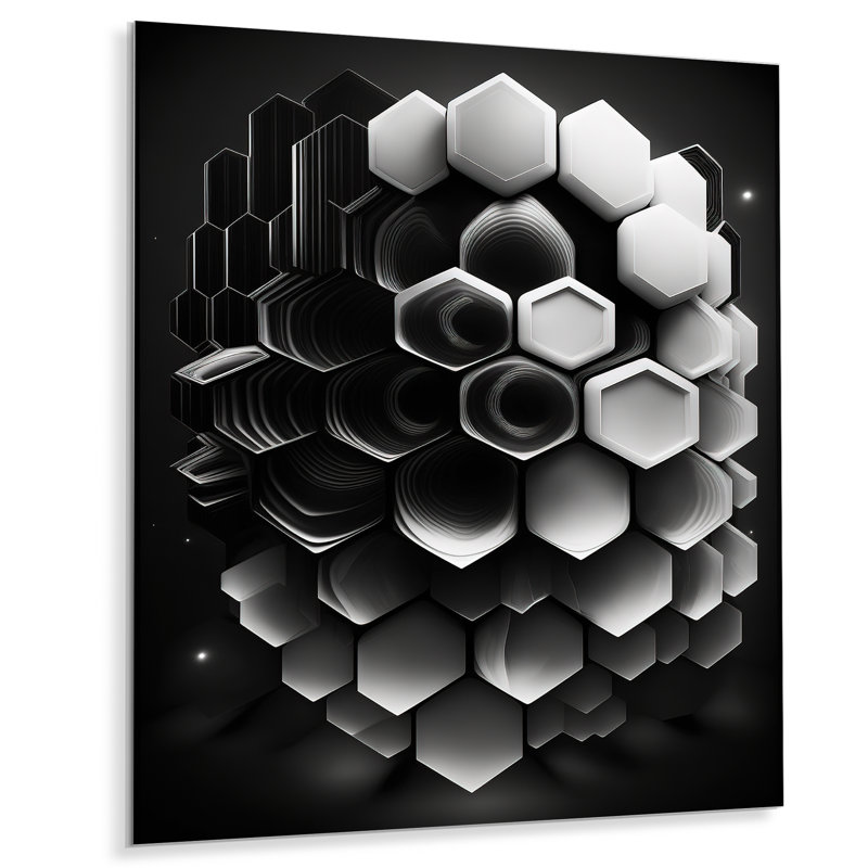 Décoration murale abstrait géométrique noir et blanc I - animaux, H 20 po x l 12 po