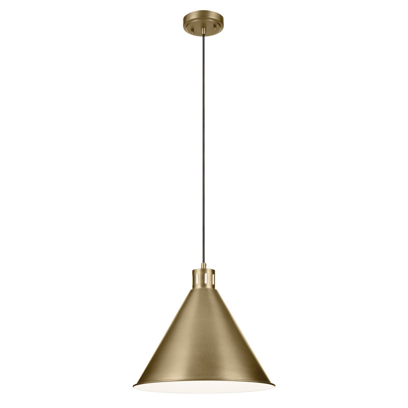 Luminaire suspendu conique 1 lumière 14,25 po, Laiton naturel