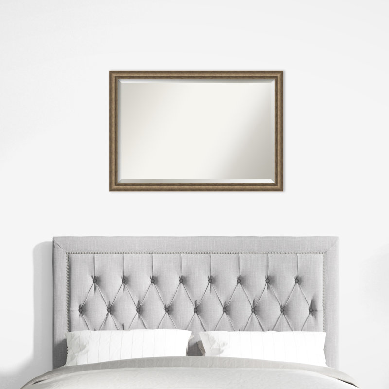 Earmon Solid Wood Wall Mirror, 27.25" x 39.25", Rectangle, Bronze