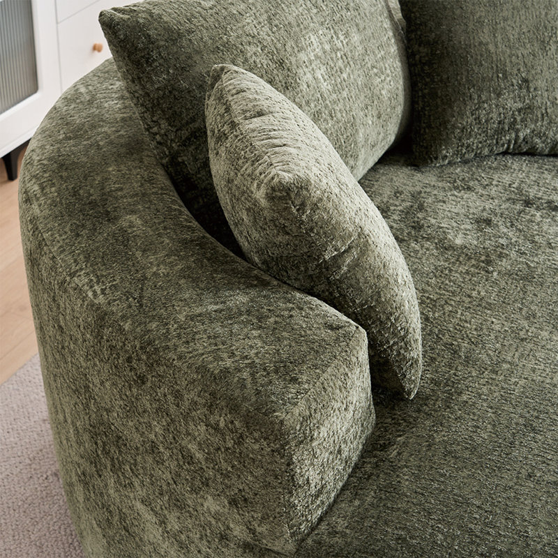 Fauteuil demi-tonneau pivotant en chenille, Green