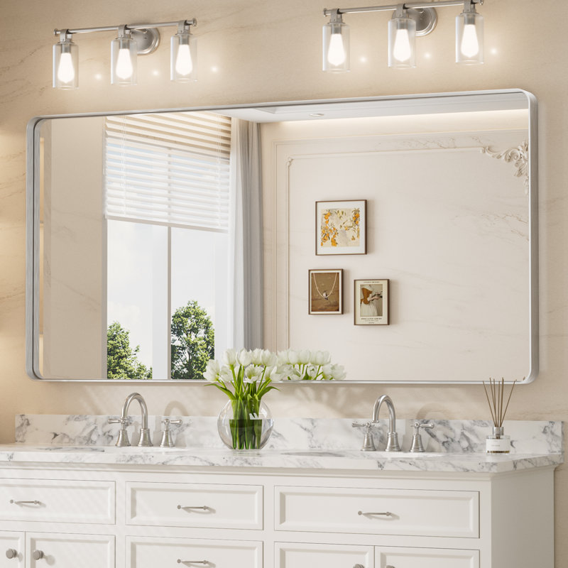 Miroir d'appoint Tyro, Argent, 72 po x 36 po, Rectangulaire