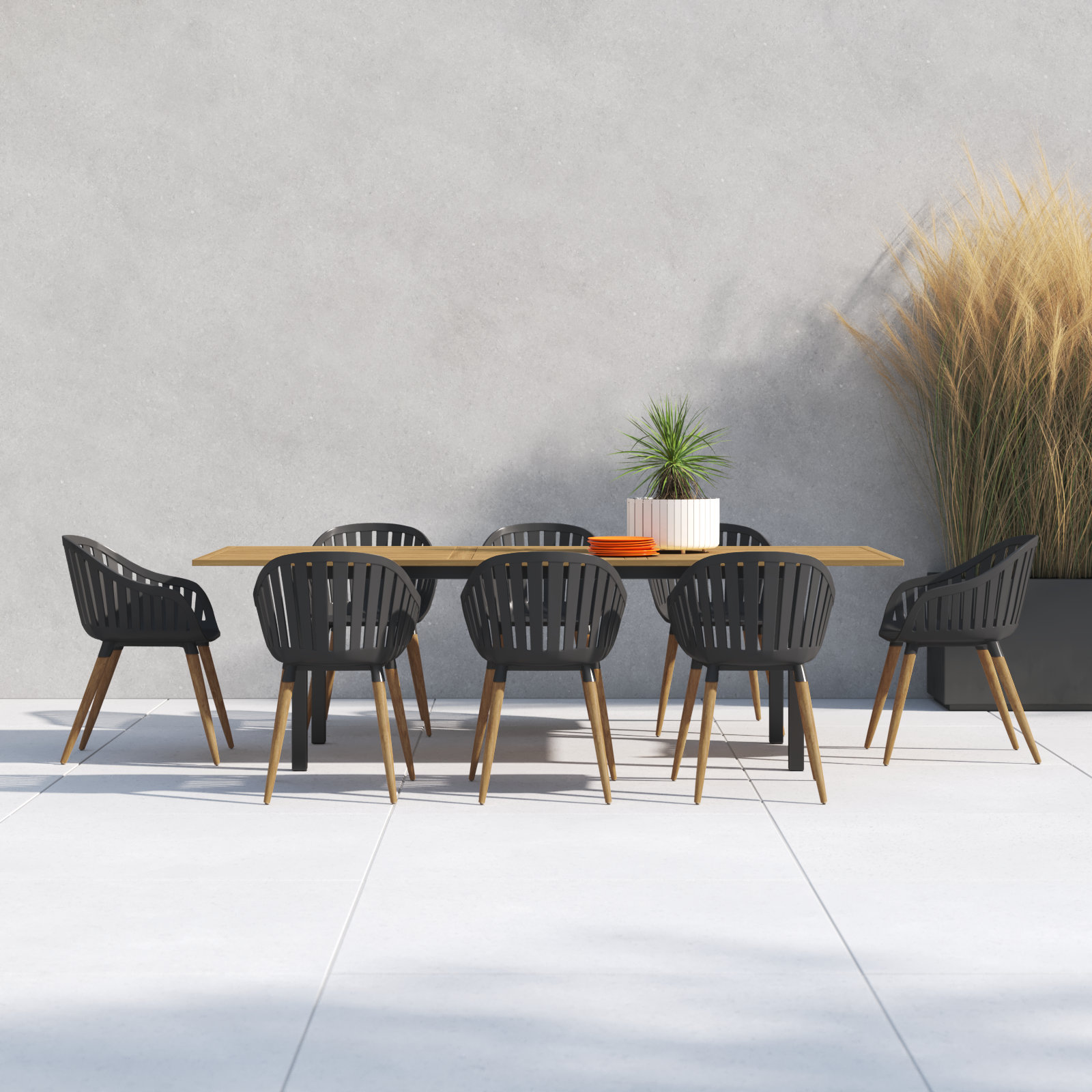 Anautica 94" Eucalyptus Patio Dining Set, Brown