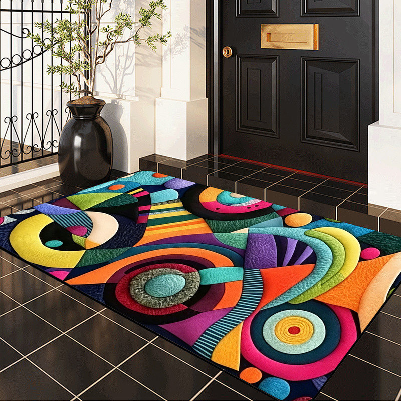  Tapis de porte d'extérieur antidérapant, épissure ovale courbée, 24 po x 36 po, Épissure ovale courbée, 24"x36"