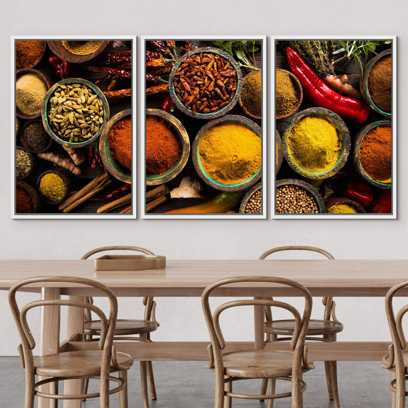 Indien Garam Masala Curcuma Mélange d'épices Cuisine et cuisine Photographie Réalisme Décor, Cadre flottant blanc
