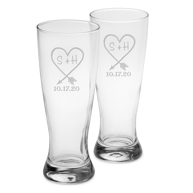 Verre à pilsner très grandes sculpté grand coeur 20 oz personnalisé, Oui
