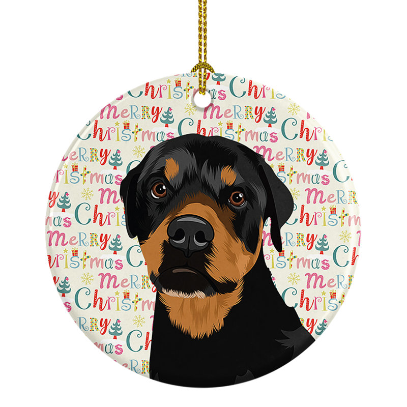 Ornement suspendu en céramique Rottweiler
