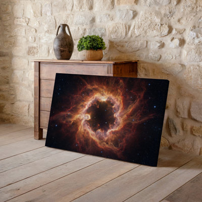 Canvas A Breathtaking Cosmic Scene Depicting A Vibrant Supernova Remnant Showcasing Wall Art A Circular Nebula With A Fiery Orange And Canvas Wall Art
