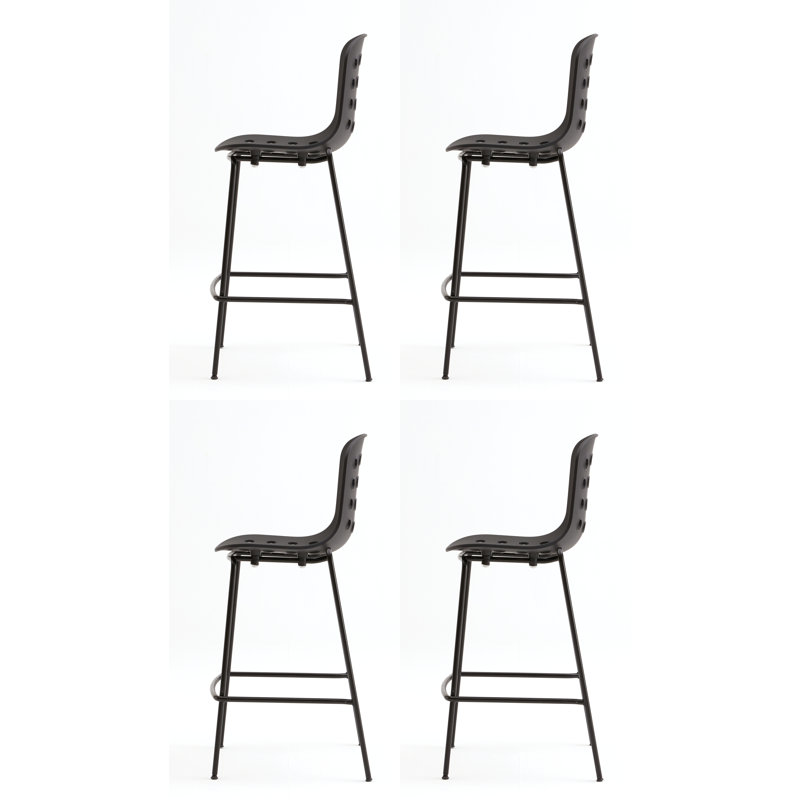 Tabouret de comptoir perforé Holi (ensemble de 4), Noir