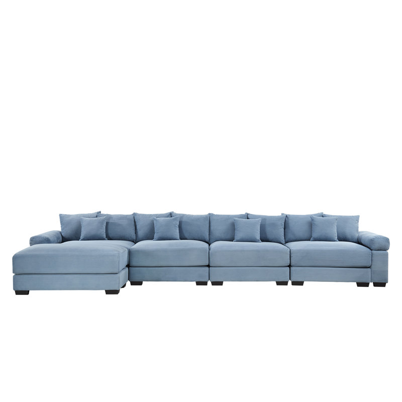 170'' Oversized Cloud Modular U-Shape Sectional Couch - Premium Corduroy Fabric With Chaise, Deep Seat, Wide Armrests & 8 Throw Pillows | Easy Assembly For Living Rooms & Studies