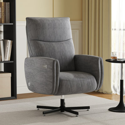 Power Swivel Recliner Chair, Electric Reclining With USB & Type-C Charging, 360° Swivel Velvet Upholstered Accent Chair, For Home Office & Living Room, Easy Assembly