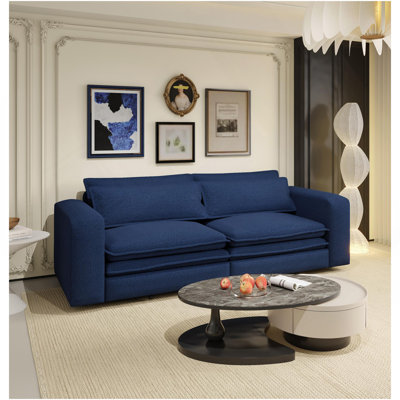 93" King Size Sleeper Sofa Bed, Pull Out Sofa Bed, 3 In 1 Convertible Sleeper Sofa, Chaise Lounge,3 Seat Teddy Couch With 2 Lumbar Pillows For Living Room, Apartment, Office, Studies,Blue