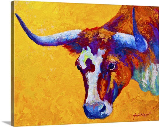 Aidrianna Longhorn Portrait by Marion Rose Painting Print on Wrapped Canvas Union Rustic 