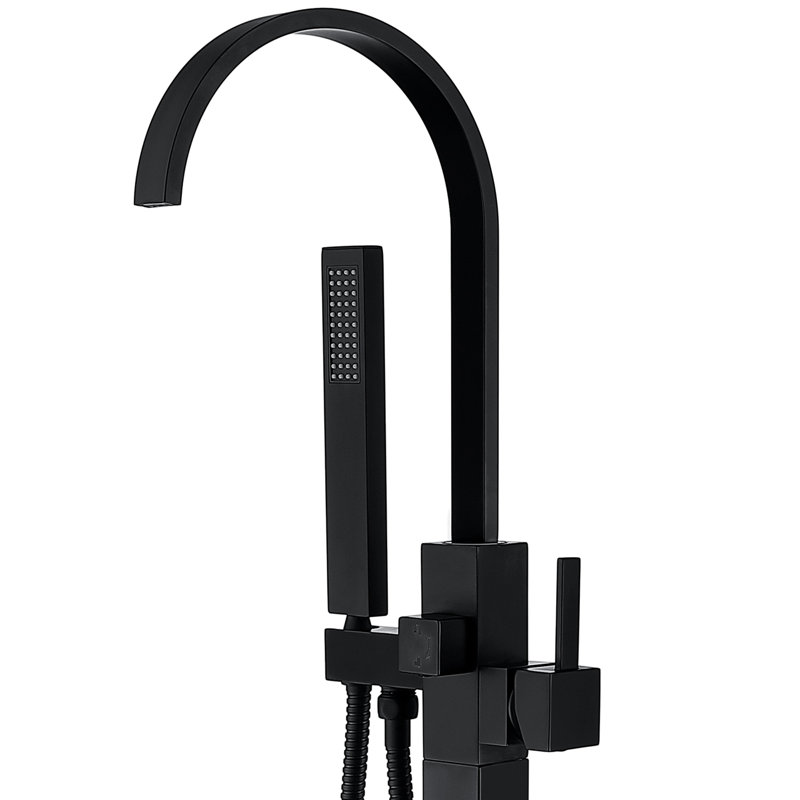 Freestanding Tub Filler with Diverter, Matte Black