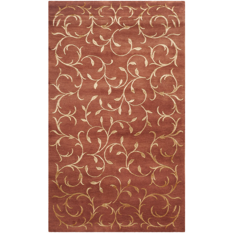 Tapis floral en soie et laine noués à la main Sabha, Rectangle 6 pi x 9 pi