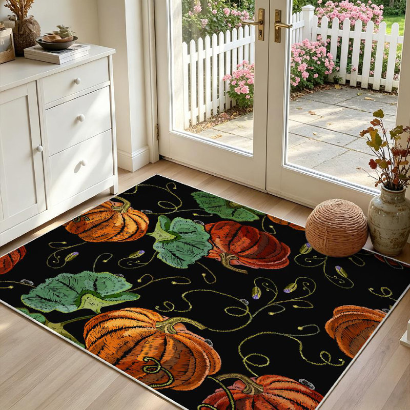 Tapis orange lavable à la machine orange, Rectangle 39" x 63"