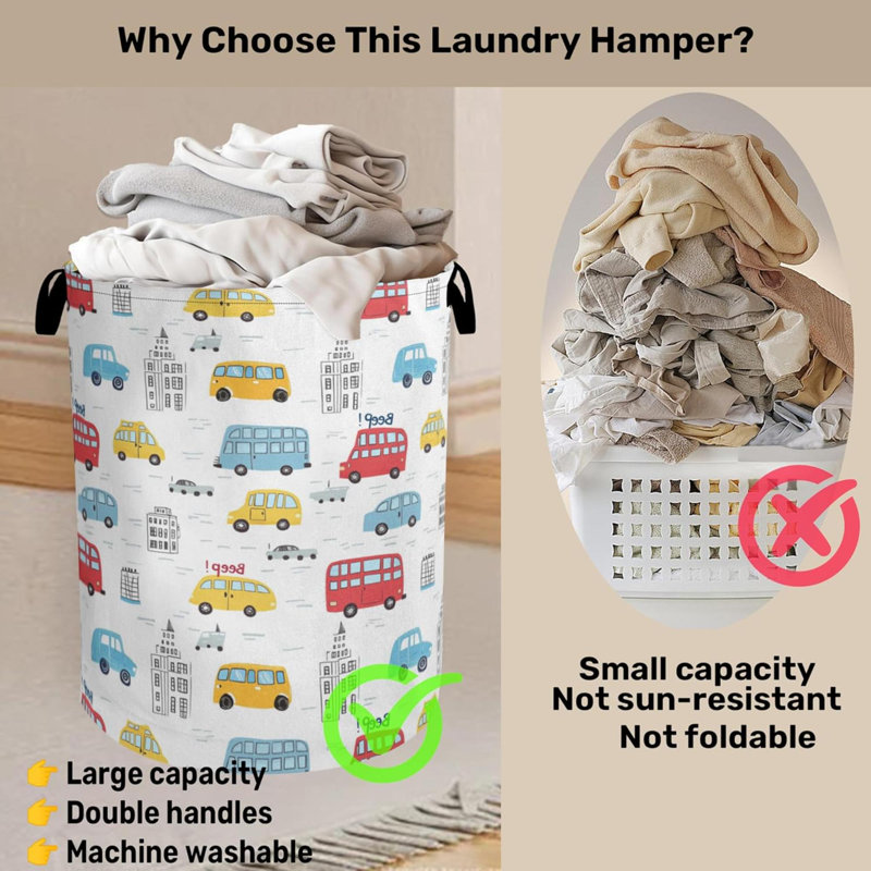 Panier à linge Organisateur de jouets en toile pliable avec poignées pour la chambre à coucher