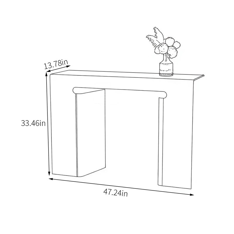 Console moderne en minimalisme en acrylique, 33.46" H x 47.24" W x 13.78" D, Clair