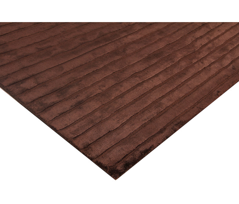 High Low Striped Area Rug in Chocolate, Rectangle 8' x 10'