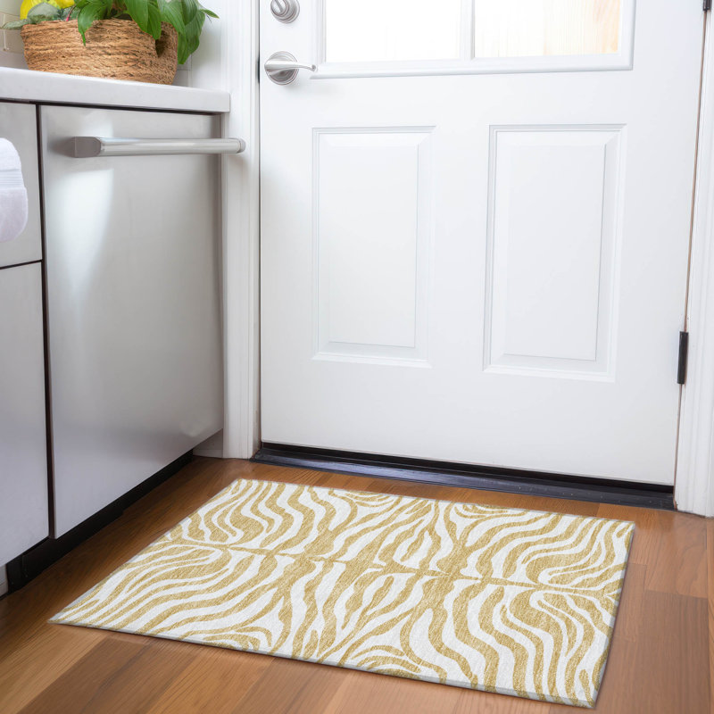 Premium Machine Washable Kian AMF1042 Animal Print Rug, Rectangle 1'8" x 2'6"