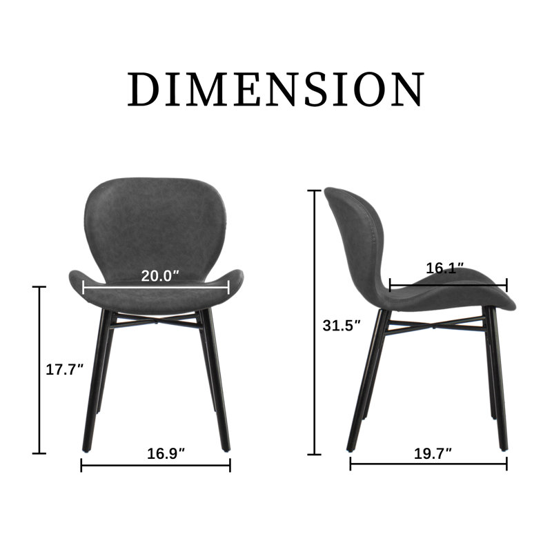 Gray Faux Leather Upholstered Dining Side Chair with Wood Legs
