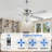 52“ Silver Crystal Ceiling Fan with Light and Remote 6-speed Reversible DC Motor Fan for Bedroom Living Room-80014468
