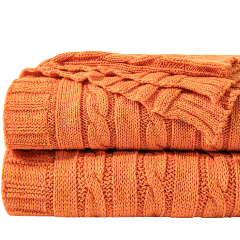 Couverture tricotée 100% pur coton, couverture tricotée douce et chaude, lavable à la machine, utilisation intérieure et extérieure